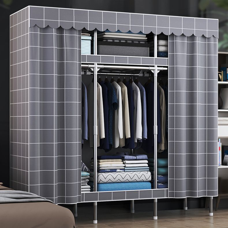 Contemporary Style Metal Wardrobe Cloth Rod Included Wardrobe Closet for Home