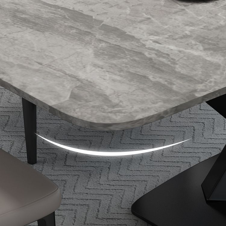 Luxury Style Sintered Stone Table Black Single Pedestal Base Rectangle Table for Home