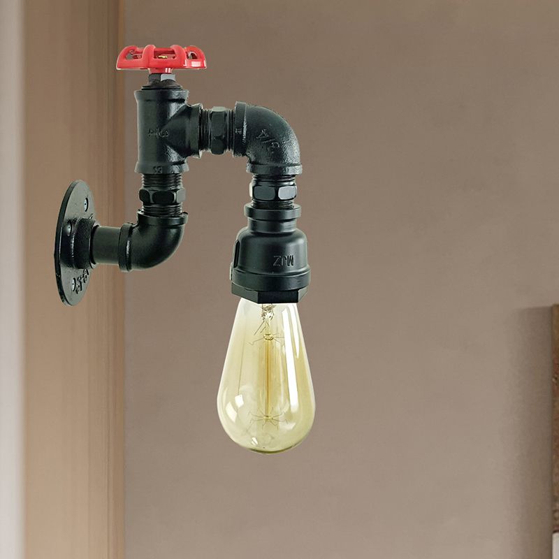 Black Contemporary Wall Sconce Metal Pipe Shape Vanity Lamp for Bathroom