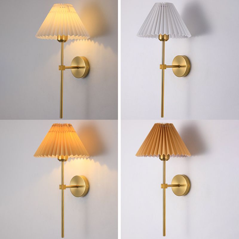 American Style Vanity Light Cone Shape Vanity Lamp with Fabric Shade for Shower Room