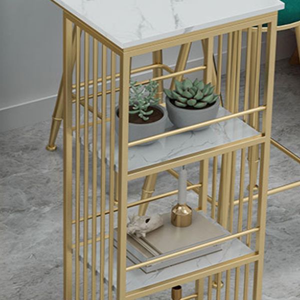 Glam Pub Table Bar Height Rectangle Gold Metal Base Bar Table for Outdoor