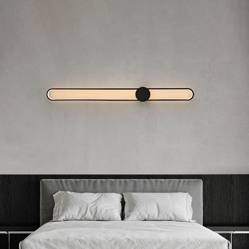 Nordic Style Brass Wall Light Linear Single Light LED Wall Sconce for Living Room