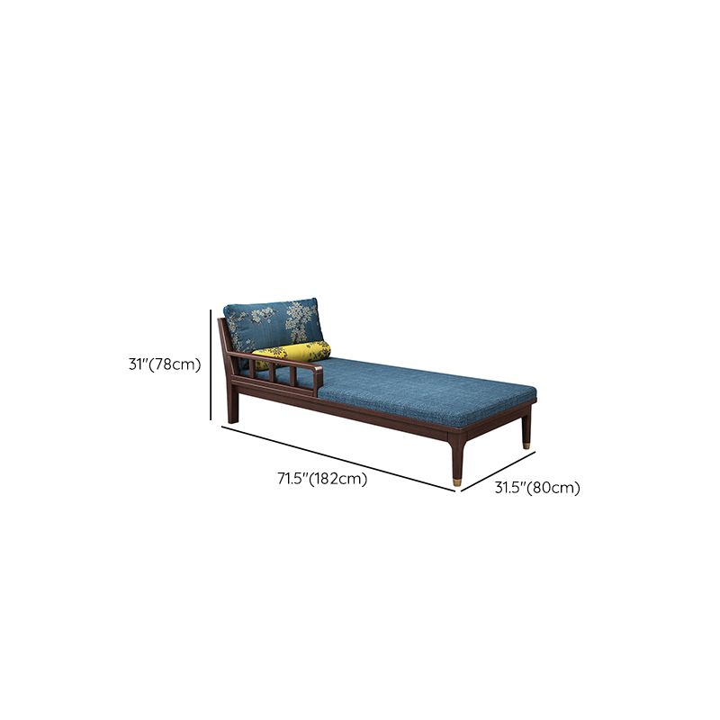 Traditional Living Room Linen Chaise Upholstered Chaise Lounge with Wooden Base