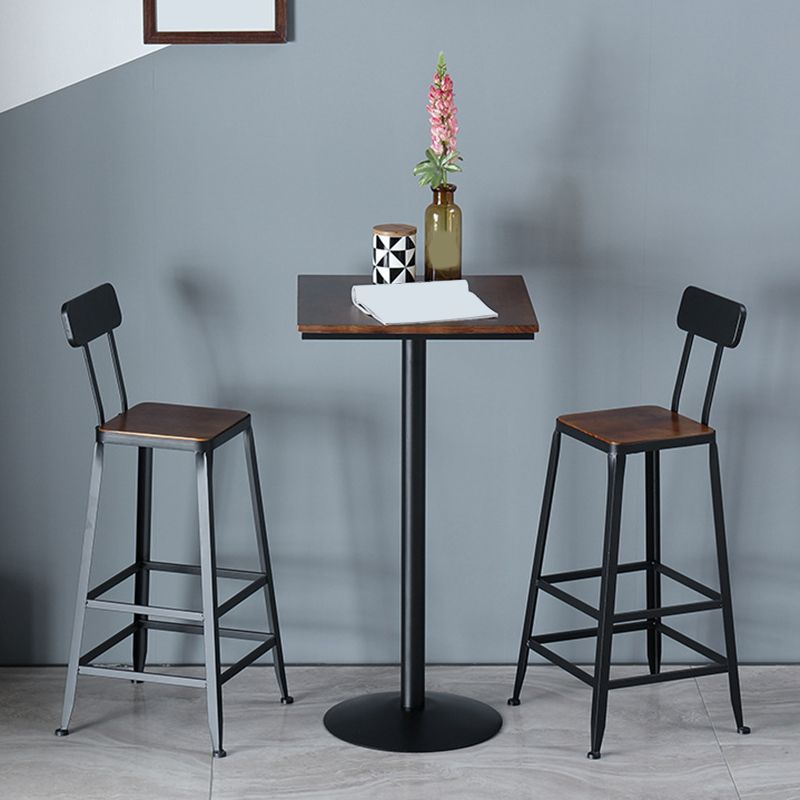 Industrial Metal Base Bar Table Black Iron Solid Wood Patio Bar Table