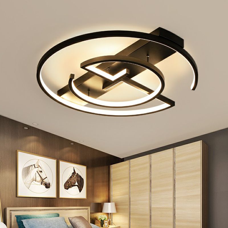 Ronde metalen LED Flush Light Fixture Eenvoud Zwart Dicht aan plafond lamp voor slaapkamer