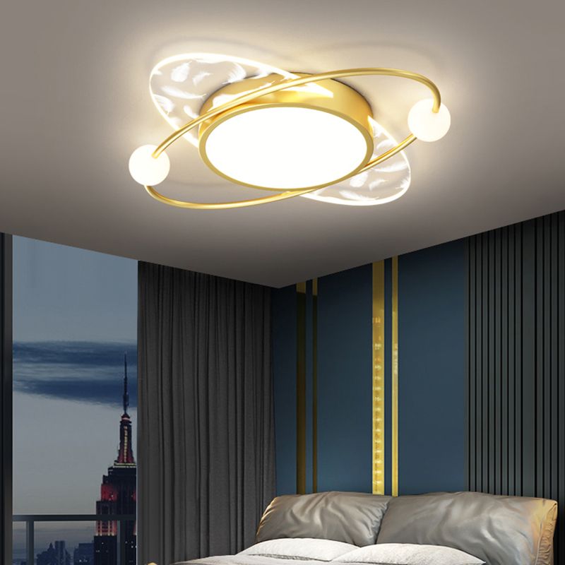 Modern Style LED Flush Mount Feather Ceiling Lighting Fixture for Sitting Room