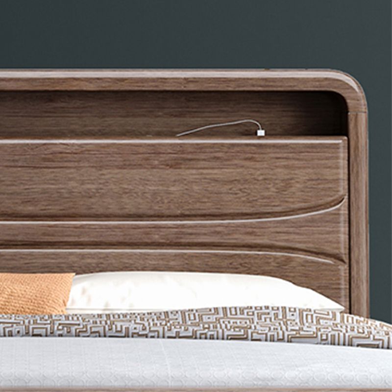 Traditional Wood Standard Bed Espresso Bed Frame with Headboard