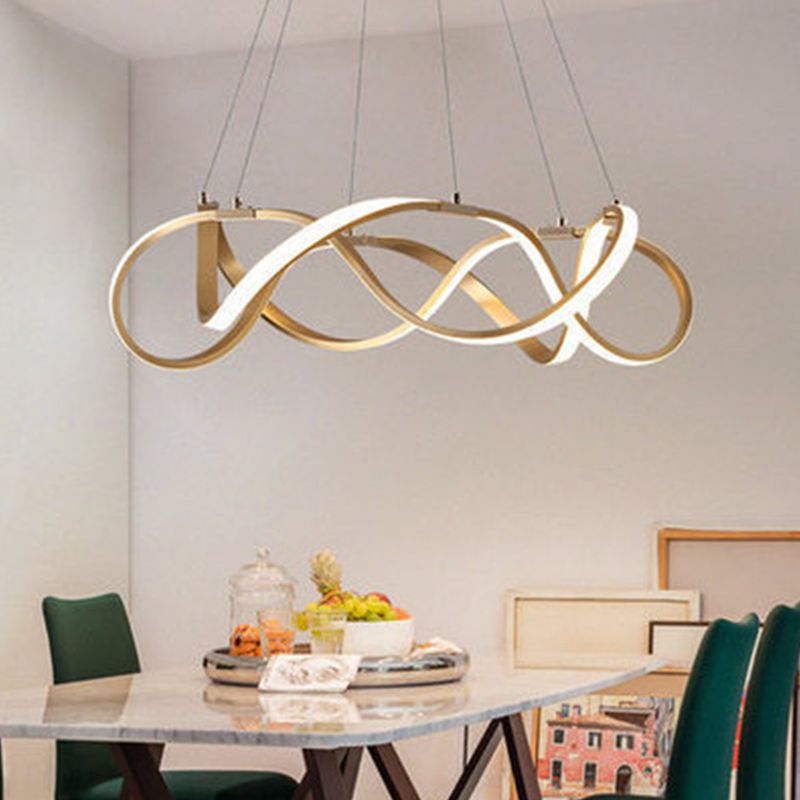Aluminium LED Hanging Lamp in Modern Luxury Style Acrylic Linear Pendant Light for Living Room