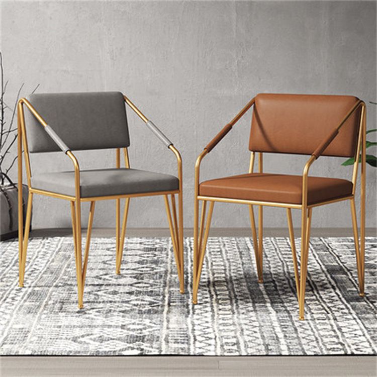 Chaises en métal de style scandinave Chaise d'appoint de cuisine à dossier ouvert (Ensemble de 2)