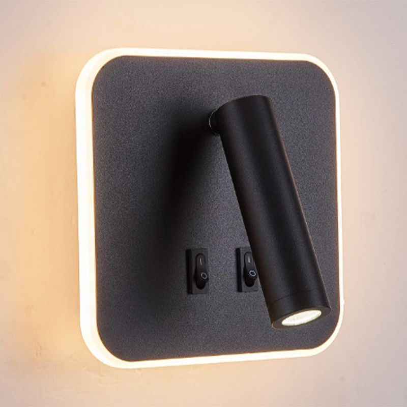Modern Concise LED Reading Wall Lamp Iron Geometric Wall Light with Acrylic Shade