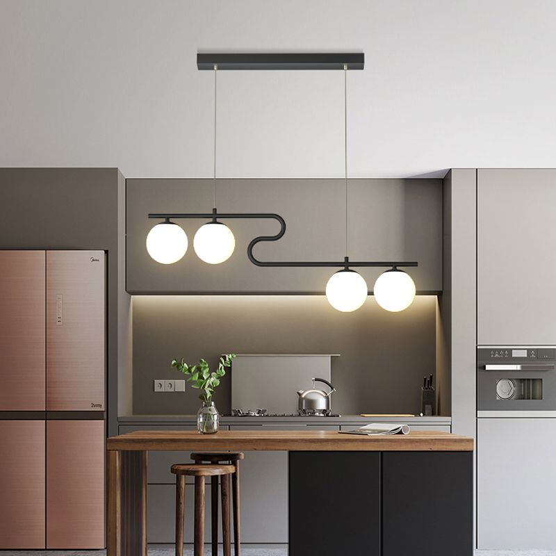 Modern Simple Hanging Lamp Glass Ball Shape Shade Island Light Fixture for Dining Table