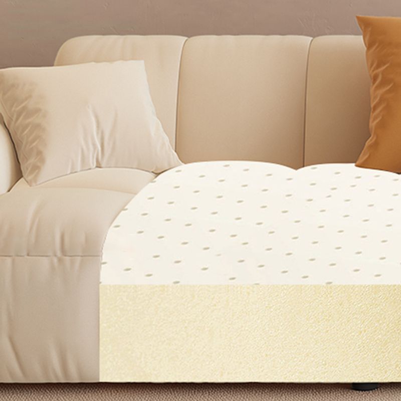 Scandinavian Wood Frame Recessed Arm Sofa in White for Living Room