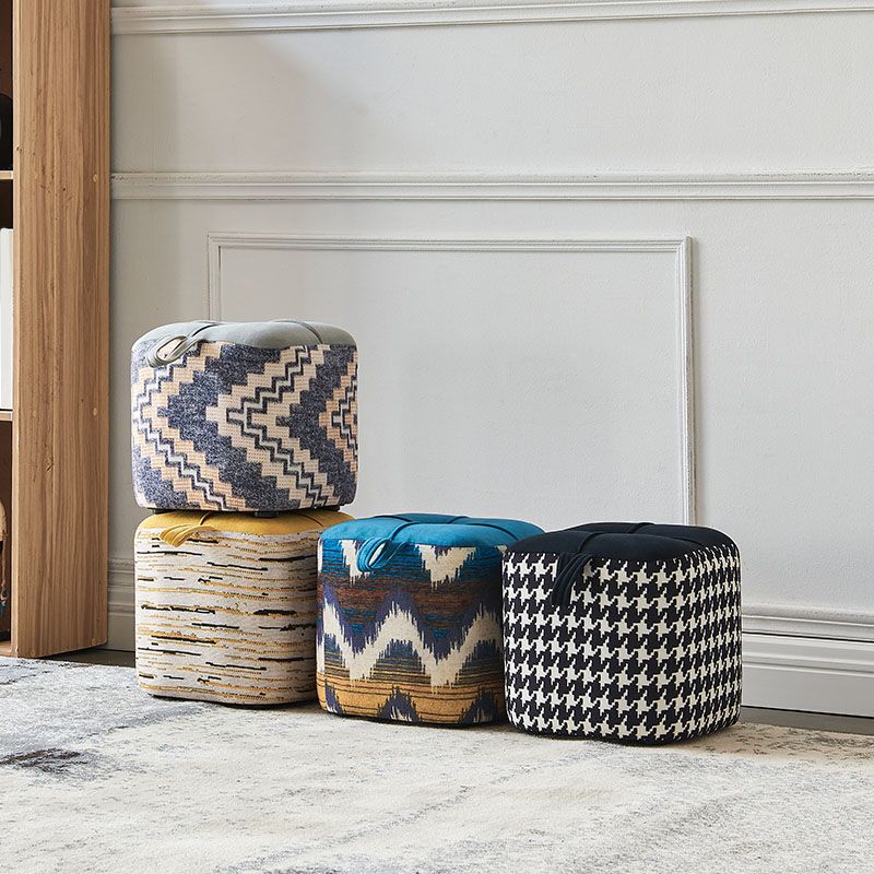 Color Block Fabric Standard Stool Modern Simple Upholstered Ottoman
