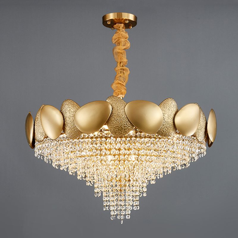 Iluminación de lámpara de lámpara de cono de estilo moderno Luz de colgante de metal transparente