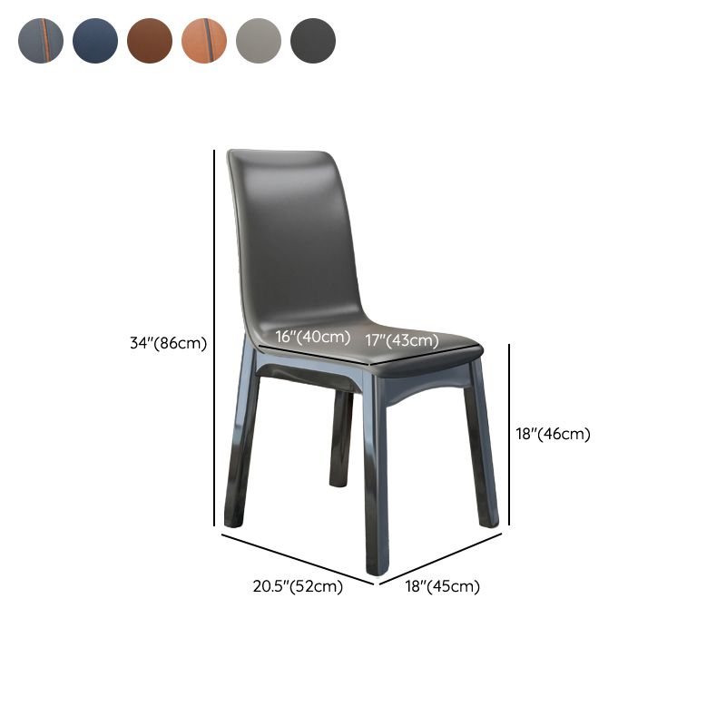 Glam Style Leather Parsons Back Wooden Legs Dining Side Chair