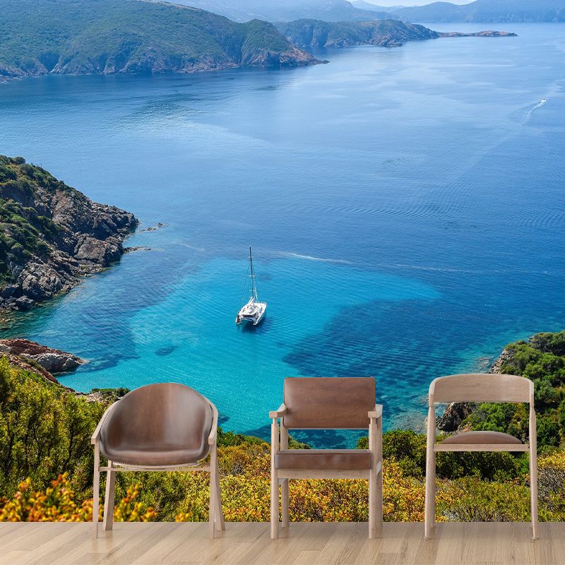 Sea Photography Pattern Mildew Wall Mural Horizontalt for Living Room