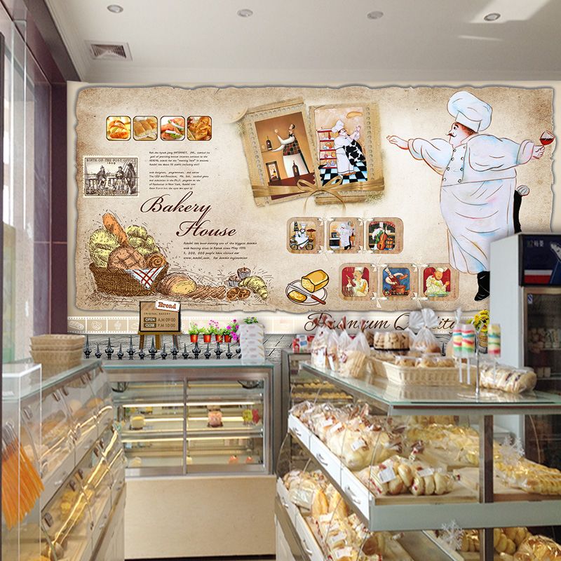 Simple Drinks and Food Mural Wallpaper for Restaurant, Personalized Size Available