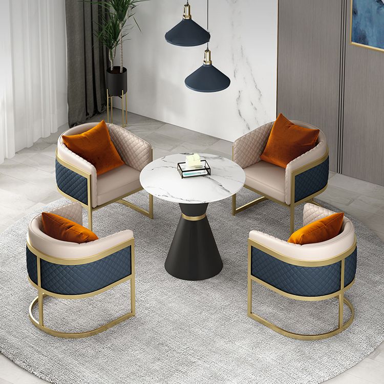 Glam Sintered Stone Dining Set Round 1/2/5 Pieces Dining Table Set for Home Use