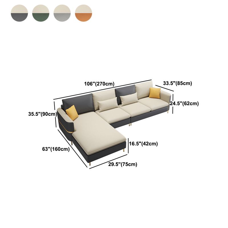 35.4"H Modern Square Arm Faux Leather Sofa& Chaise for Living Room