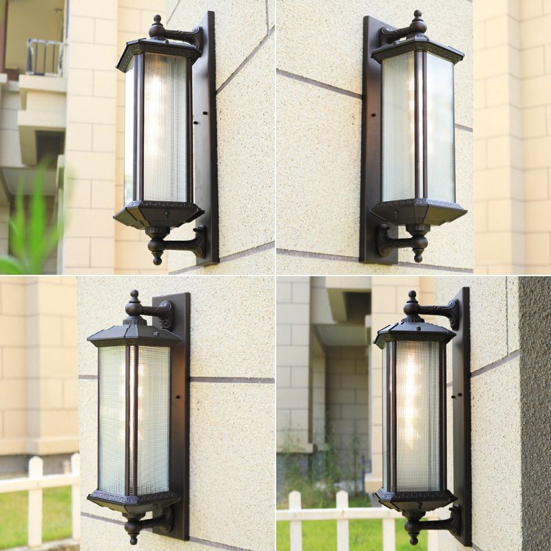 Modern Metal Wall Sconce Rectangle Shape Wall Light with Glass Shade for Living Room