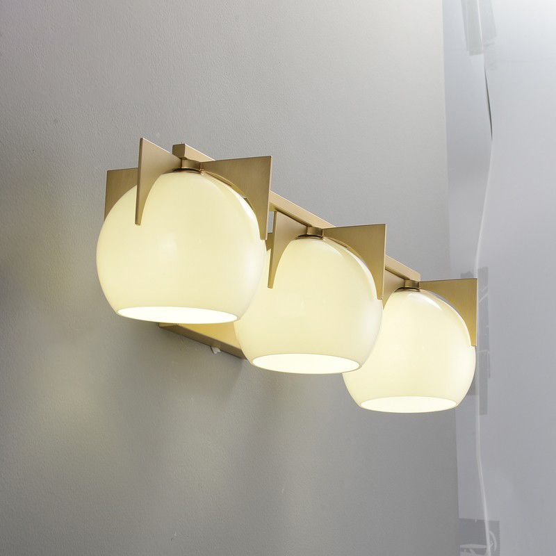 Postmodern Metal Wall Sconce Geometric Shape Vanity Lamp with Glass Shade for Bathroom