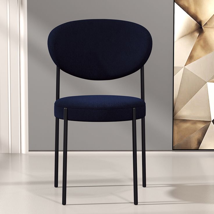 Chaise d'appoint scandinave pour la maison, chaise de salle à manger rembourrée en métal à dossier ouvert