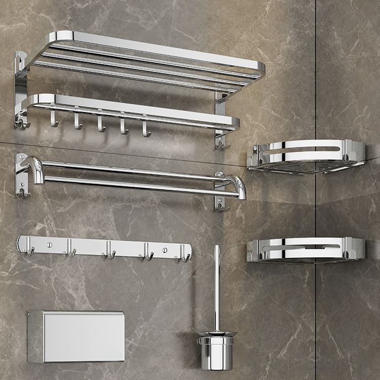 Contemporary Bath Hardware Set in Stainless Steel Chrome Robe Hooks/Towel Bar