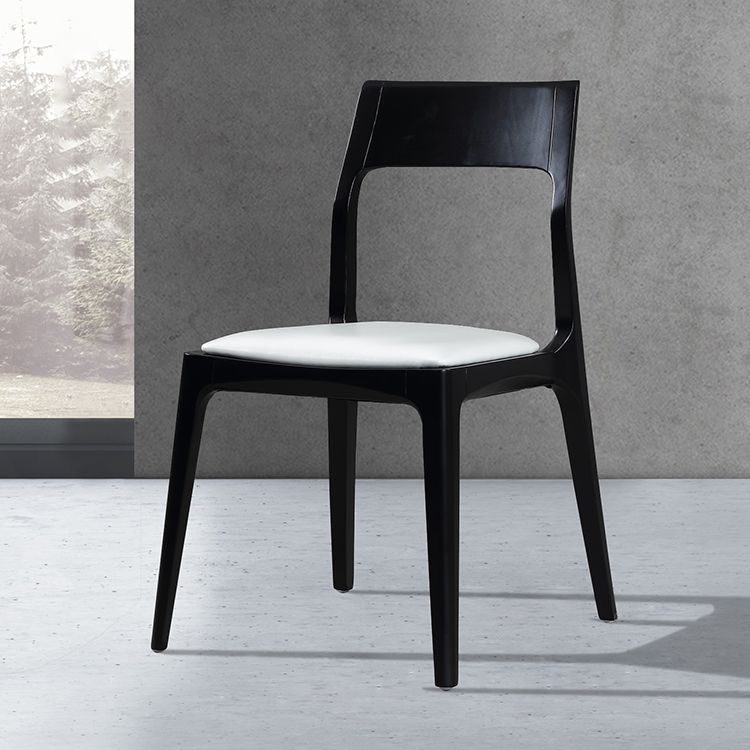 Silla de comedor de estilo escandinavo de madera, silla lateral de comedor acolchada con respaldo abierto para el hogar