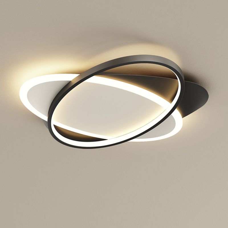 Plafonnier LED ovale minimaliste moderne en fer forgé avec abat-jour en acrylique