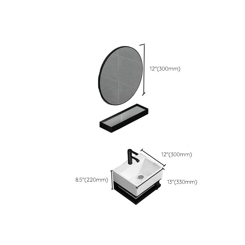 Bathroom Sink Ceramic White Wall-mounted Rod Handle Faucet Sink