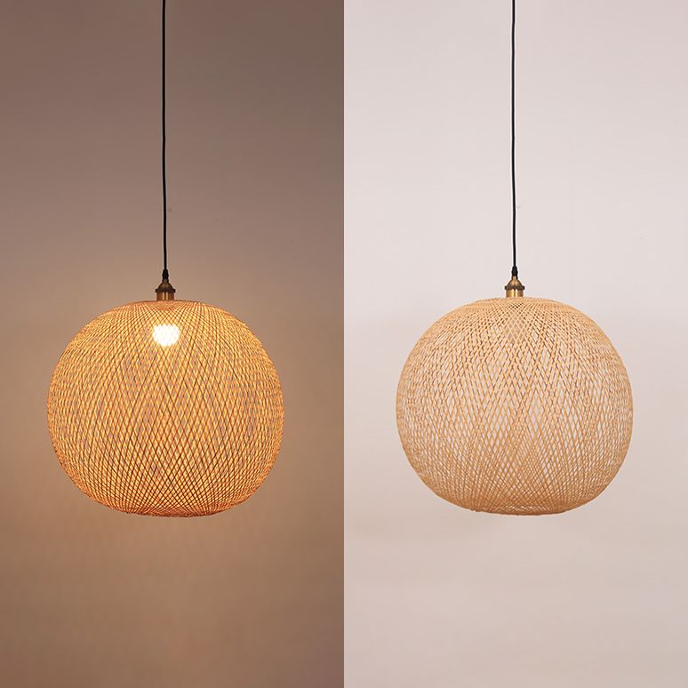Moderne Stil Ballform Bambus Anhänger Leuchte