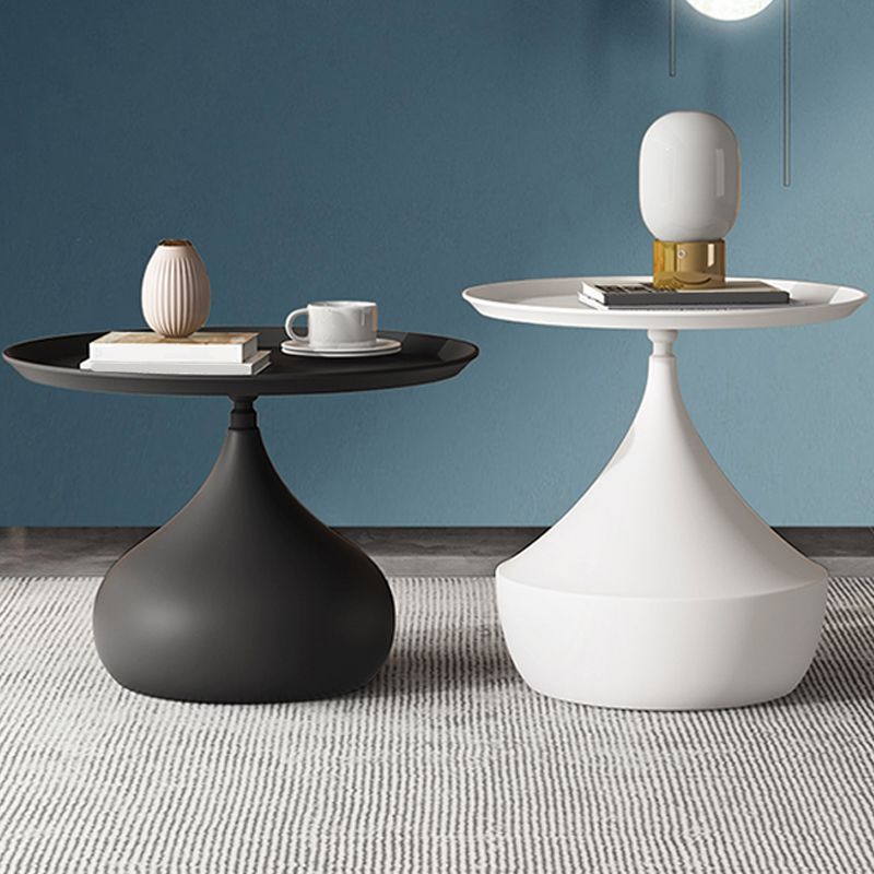 Mid-Century Round Iron Coffee Table Set Pedestal Tray Top Cocktail Table