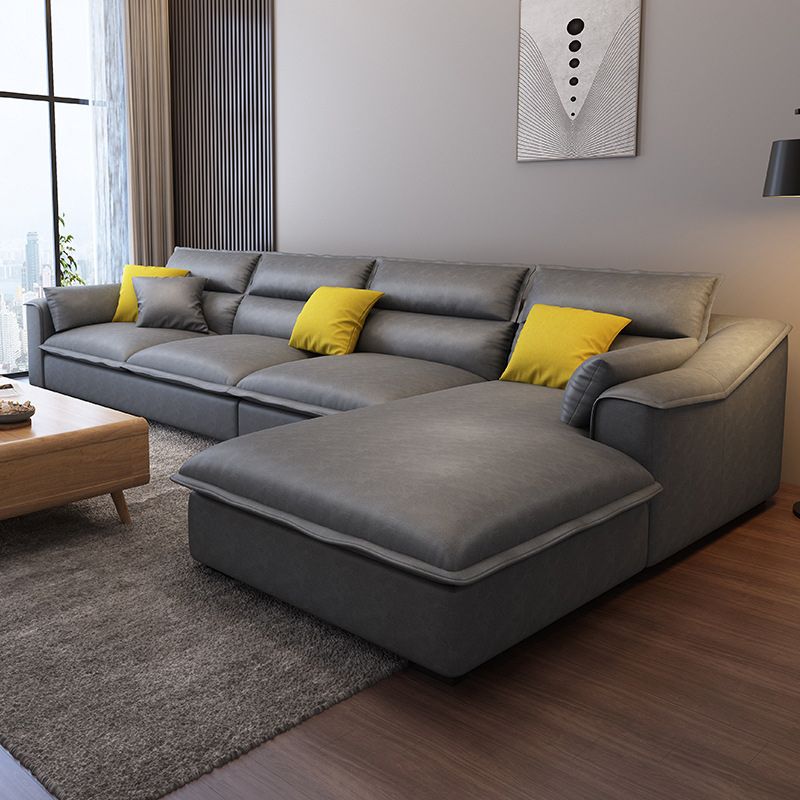 129.92" L Sectional with 4 Pillows Back and Sloped Arms for Living Room