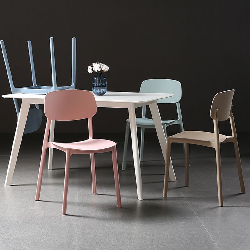 Plastic Armless Dining Chairs Scandinavian Open Back Dining Side Chair