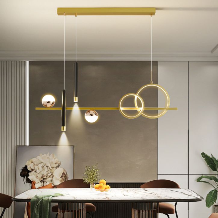 Modern Concise LED Isola Light Alluminio Alluminio Pendant Light con ombra acrilica