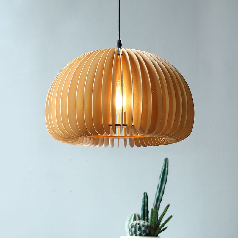 Lumo a sospensione a sospensione a 1 luci a forma moderna a forma di cupola lampada sospesa in legno
