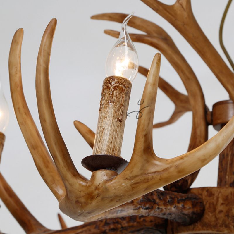 6-Light Antler Pendant Light in Traditional Vintage Style Sputnik Resin Chandelier for Interior Spaces