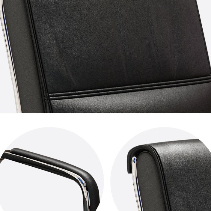 Chrome Metal Base Contemporary Style Task Chair Leather Office Chair