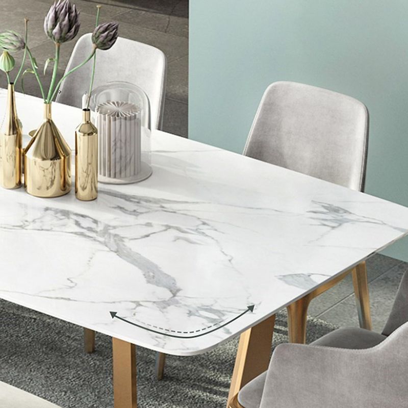 Traditional Luxury Dining Table Sintered Stone Table with Gold Frame for Home