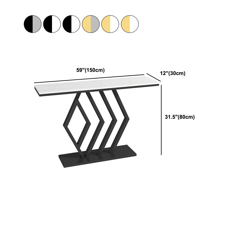 Stain Resistant Glam Slate and Metal Console Table Abstract for Hall