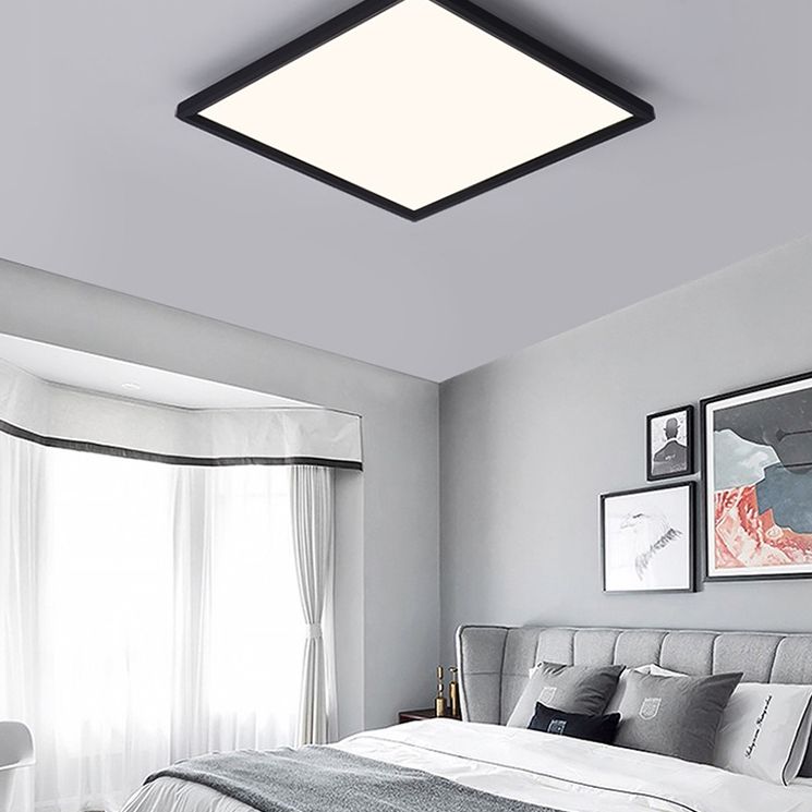 Zwarte rand vierkant LED plafond licht modernisme woonkamer flush licht met witte acryl schaduw