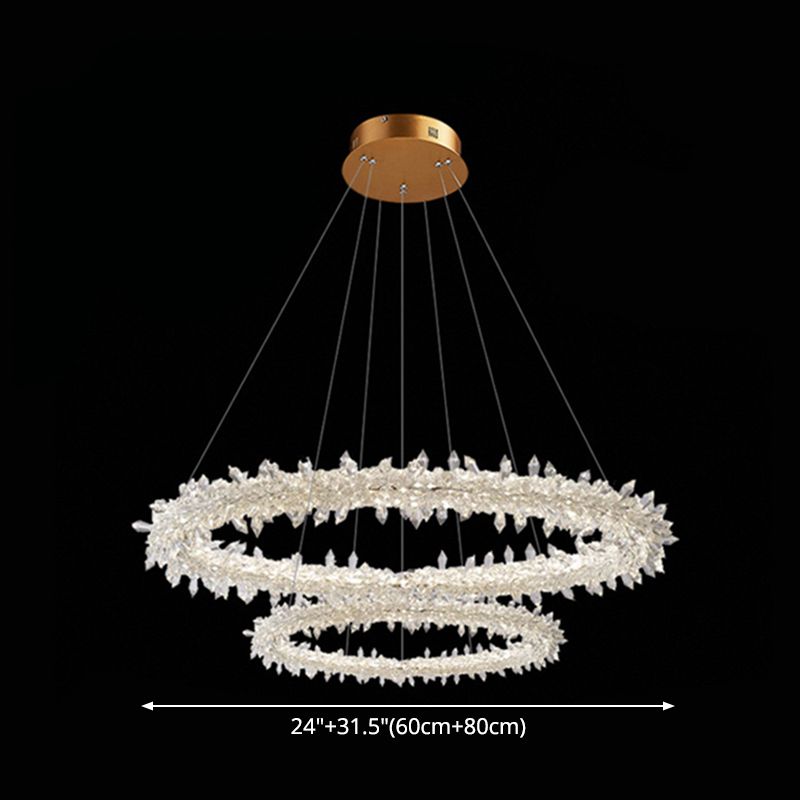 Modern Flower Ring Chandelier Light Fixtures Crystal Hanging Light Kit for Living Room