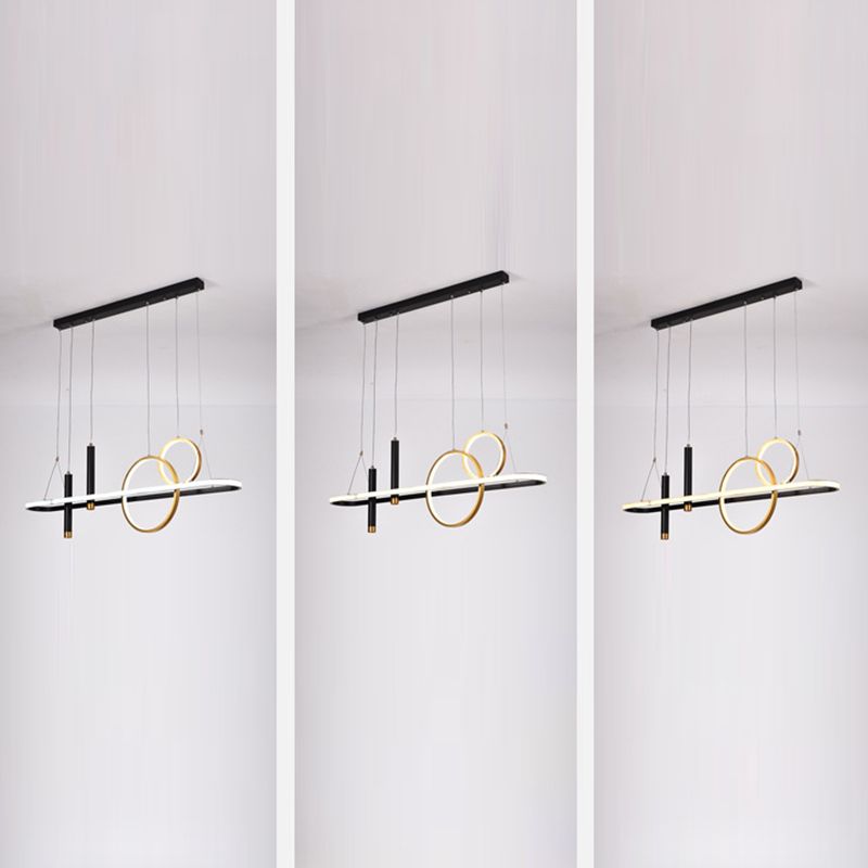 Modern Geometric Island Light Metal 39.5" Wide Island Pendant in Black for Dining Room