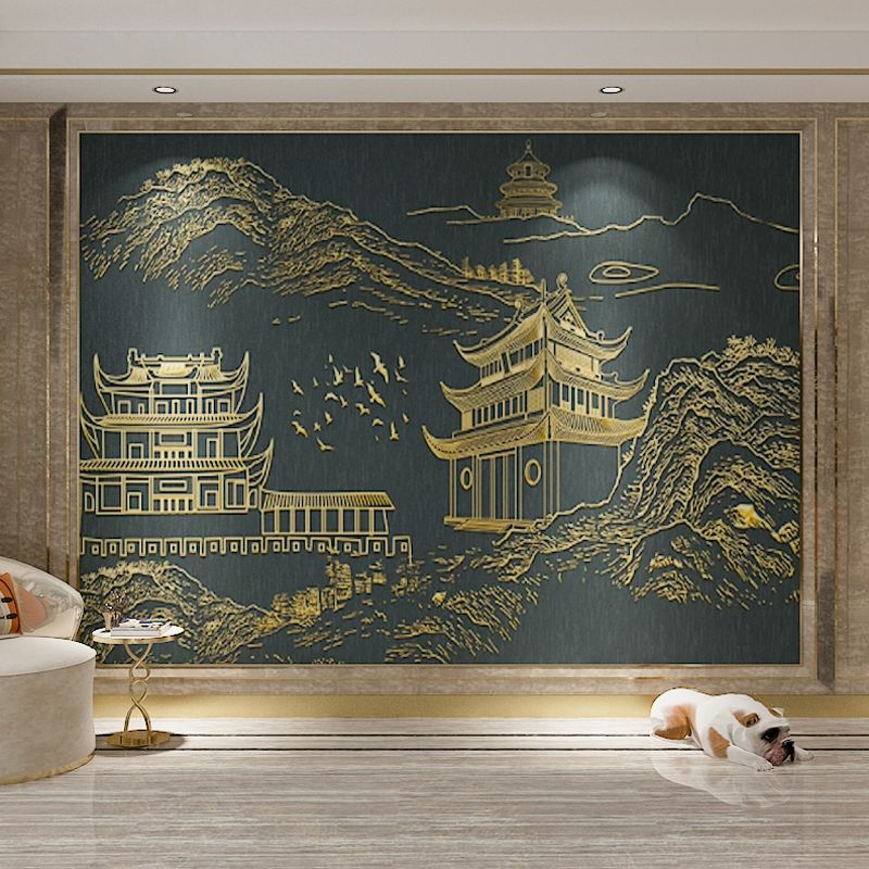 Chinese Construction Wall Decor for Bedroom Classic Wall Mural, Personalized Size Available