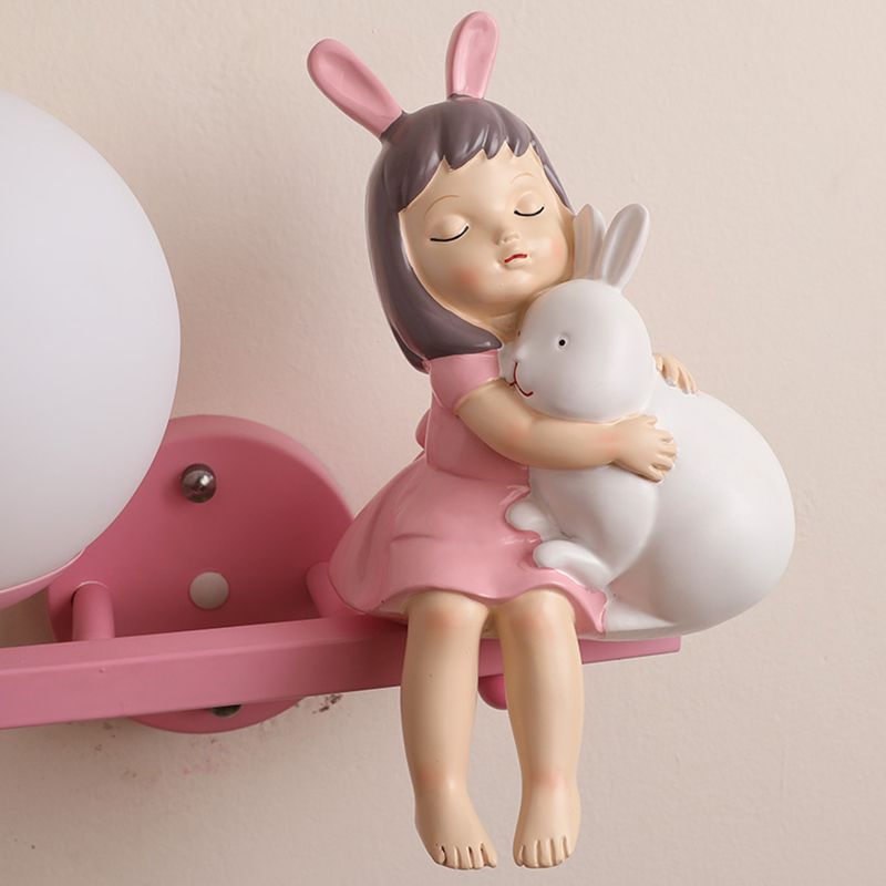 Modern Metal Wall Sconce Ball Shape Wall Light with Glass Shade for Bedroom