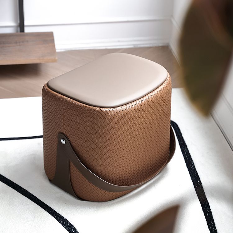 Contemporary Faux Leather Upholstered Ottoman Rectangle Standard