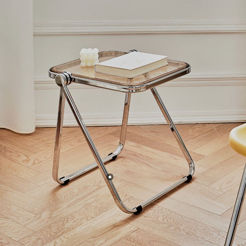 Contemporary Metal X-base End Slide Table Rectangular Side Table