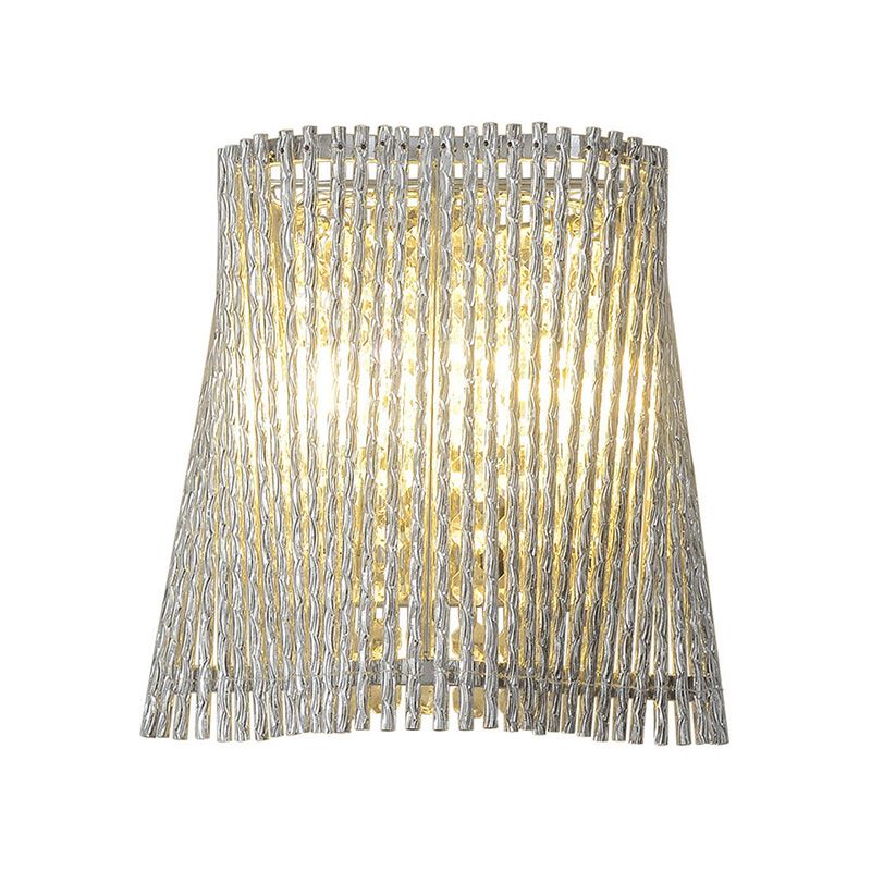 Aluminum Tapered Shaped Wall Lamp Modern Style 2 Lights Chrome Finish Wall Mount Light with Crystal Beaded Strand