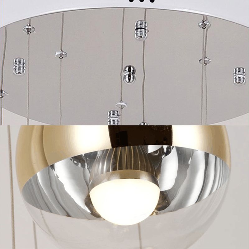 Chrome Global Cluster Pendant Light Postmodern 10 Lichten Clear Glass Plafond Lamp voor Duplex