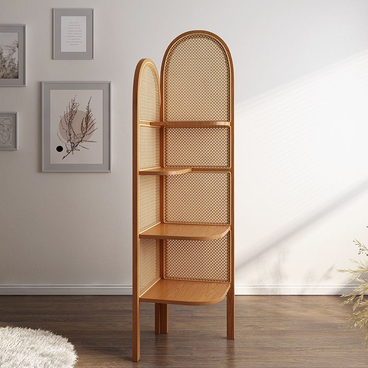 Contemporary Wooden Bookshelf Corner 4 Shelves Closed Back Bookcase